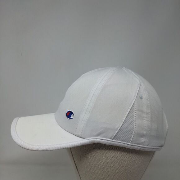 Champion Strapback Hat White One Size Adjustable Embroidered Breathable 6 Panel - Picture 3 of 7